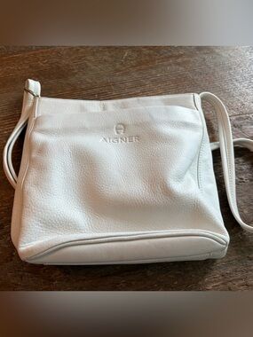 Etienne Aigner White Pebbled Leather Crossbody